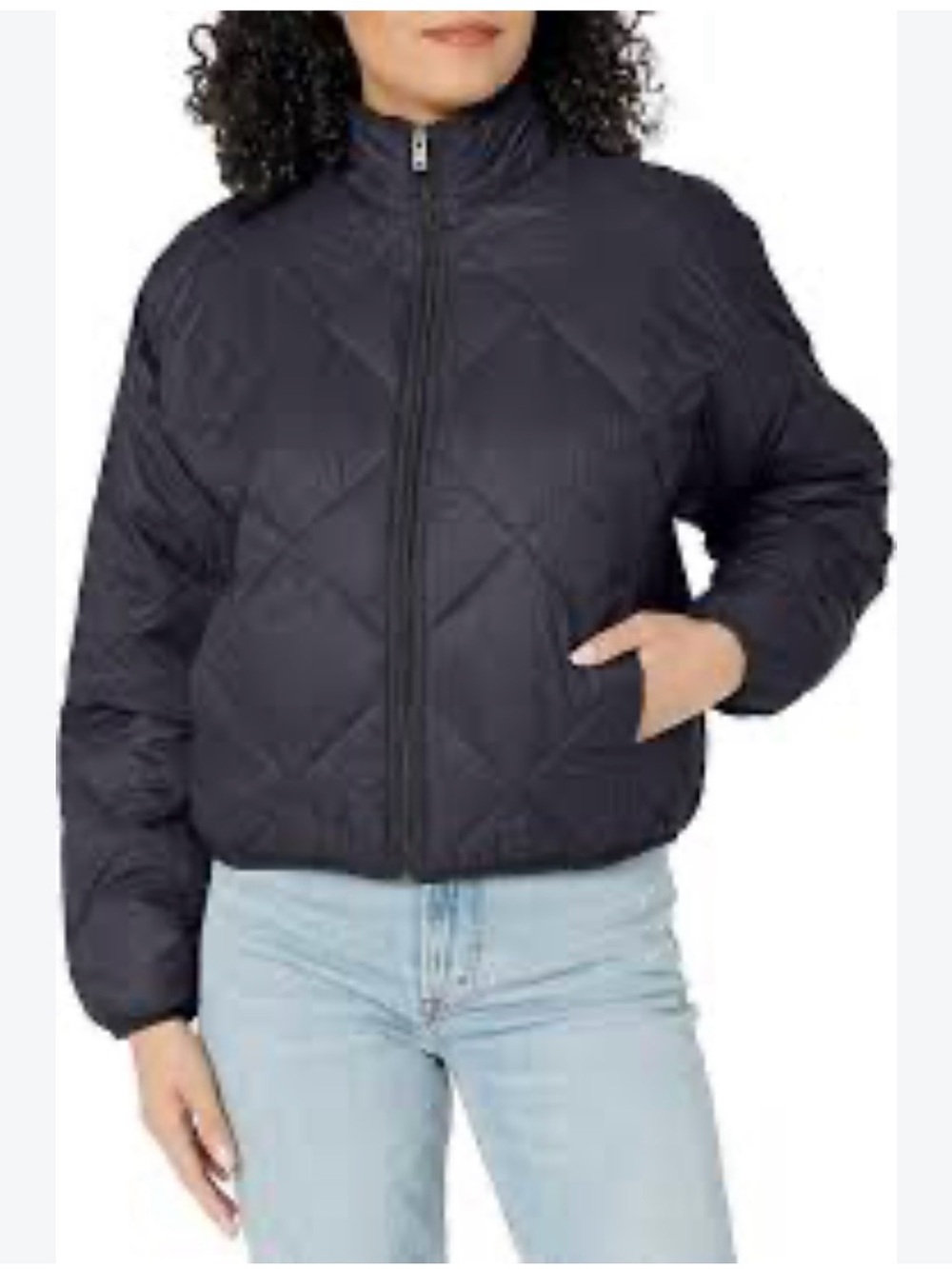 Roxy Quilted Packable Anthracite Puffer Jacket with 3 pockets and mock neck
